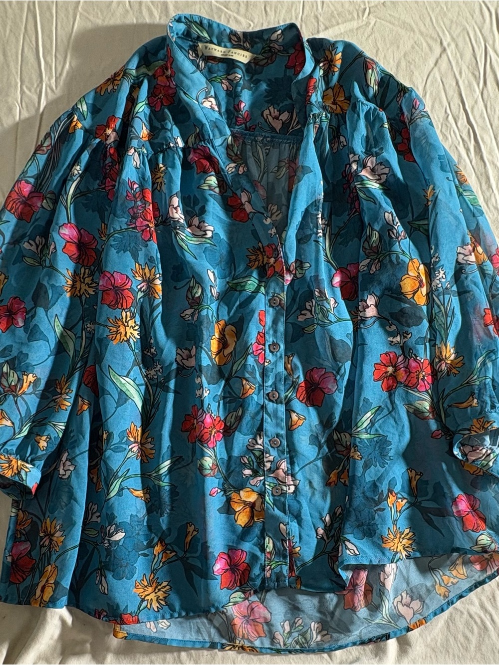 eshakti Teal Floral Blouse